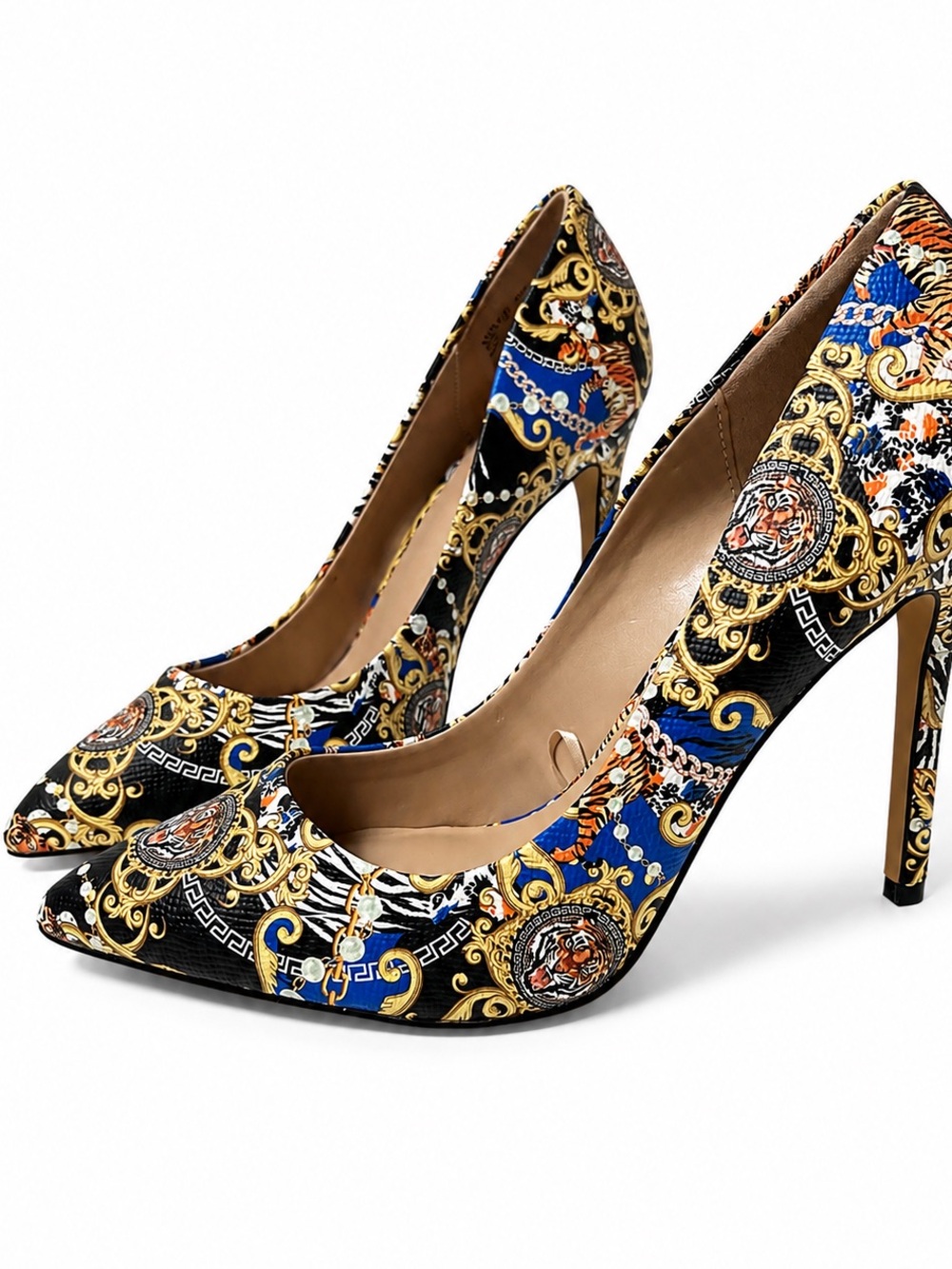 ALDO Kriss Tiger Baroque Print Pointed Toe Stiletto Pumps 8M